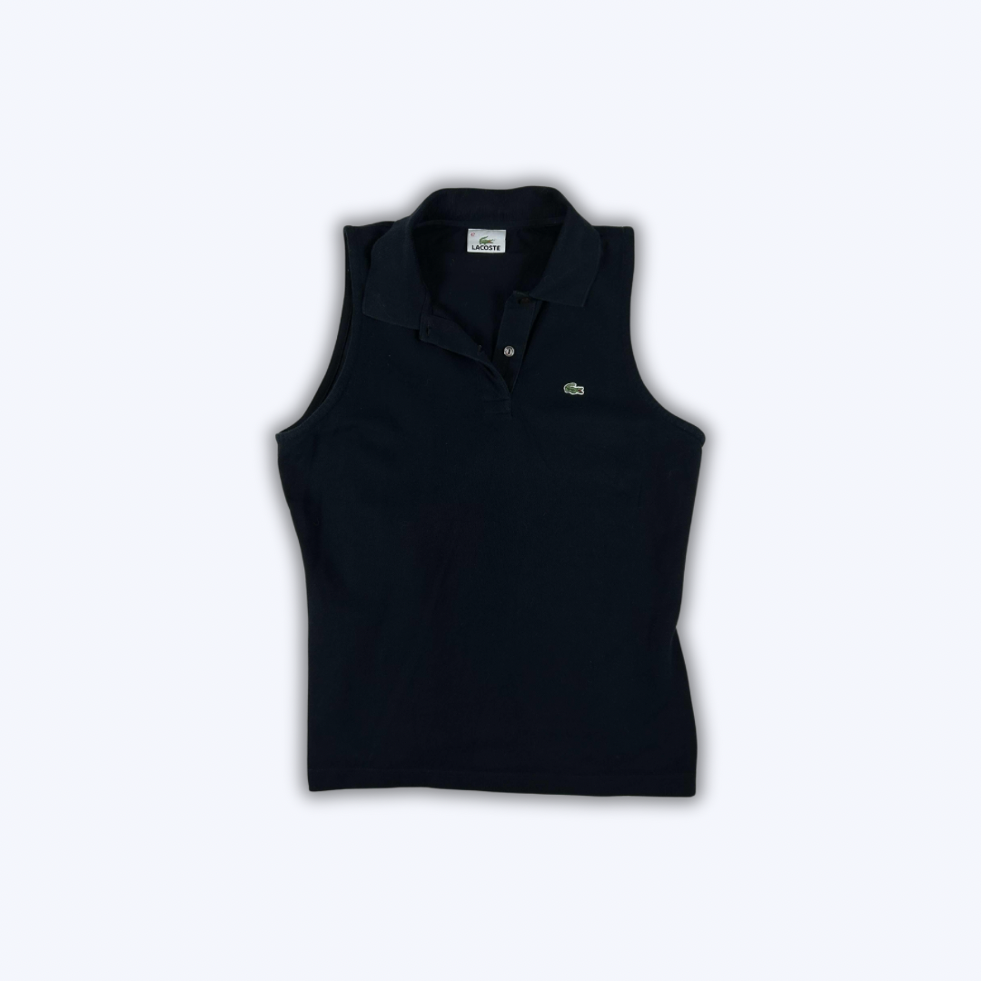 Polo Lacoste Noir sans manches - L